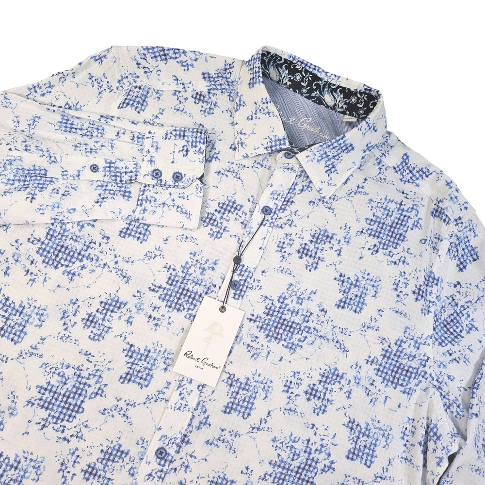 Robert Graham Angola Mens XL Blue Gingham Button Down Shirt S25168C-400 NEW